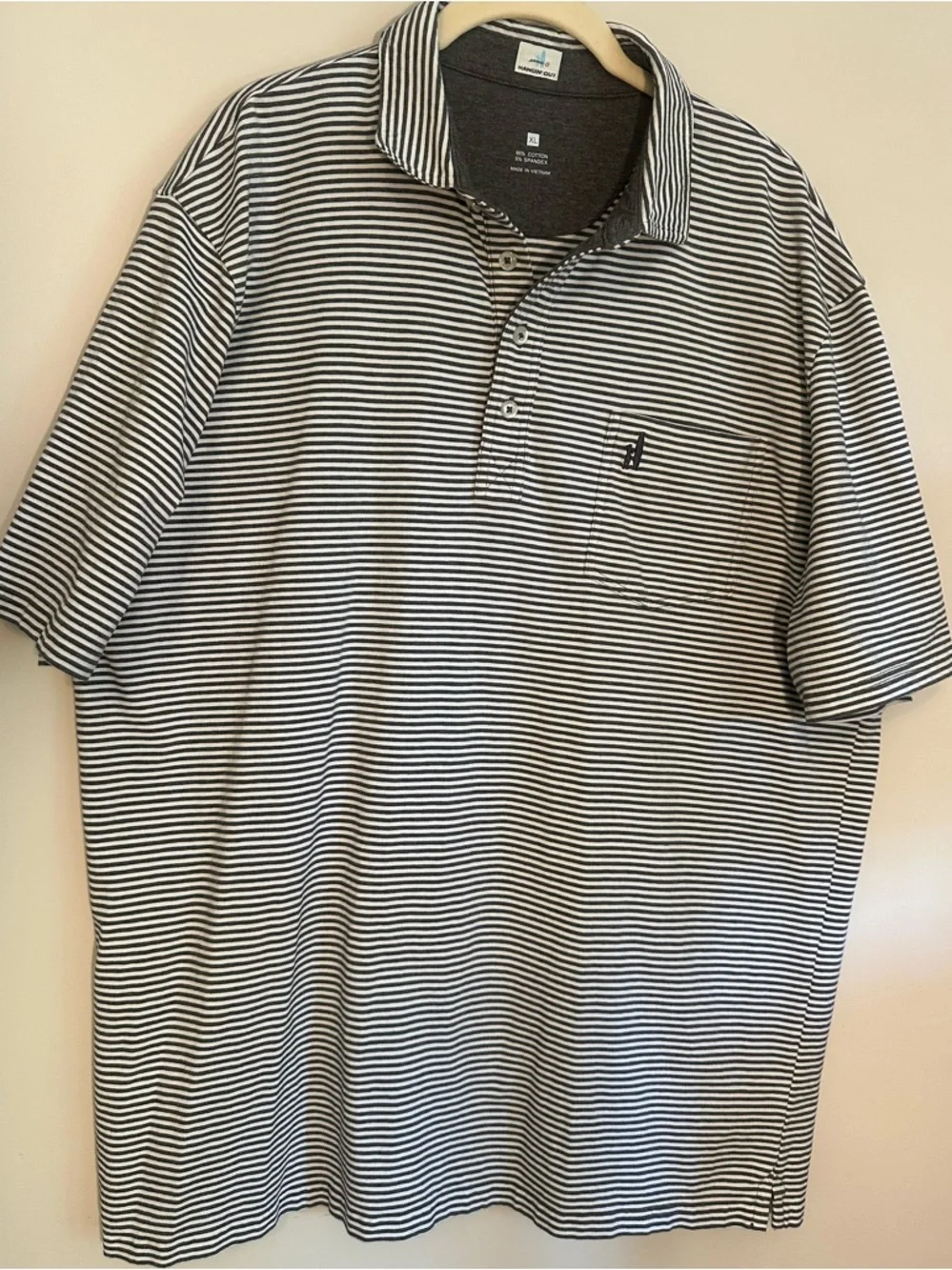 JOHNNIE-O Hangin’ Out Cotton Polo Shirt Gunmetal Striped Size XL Golf Preppy